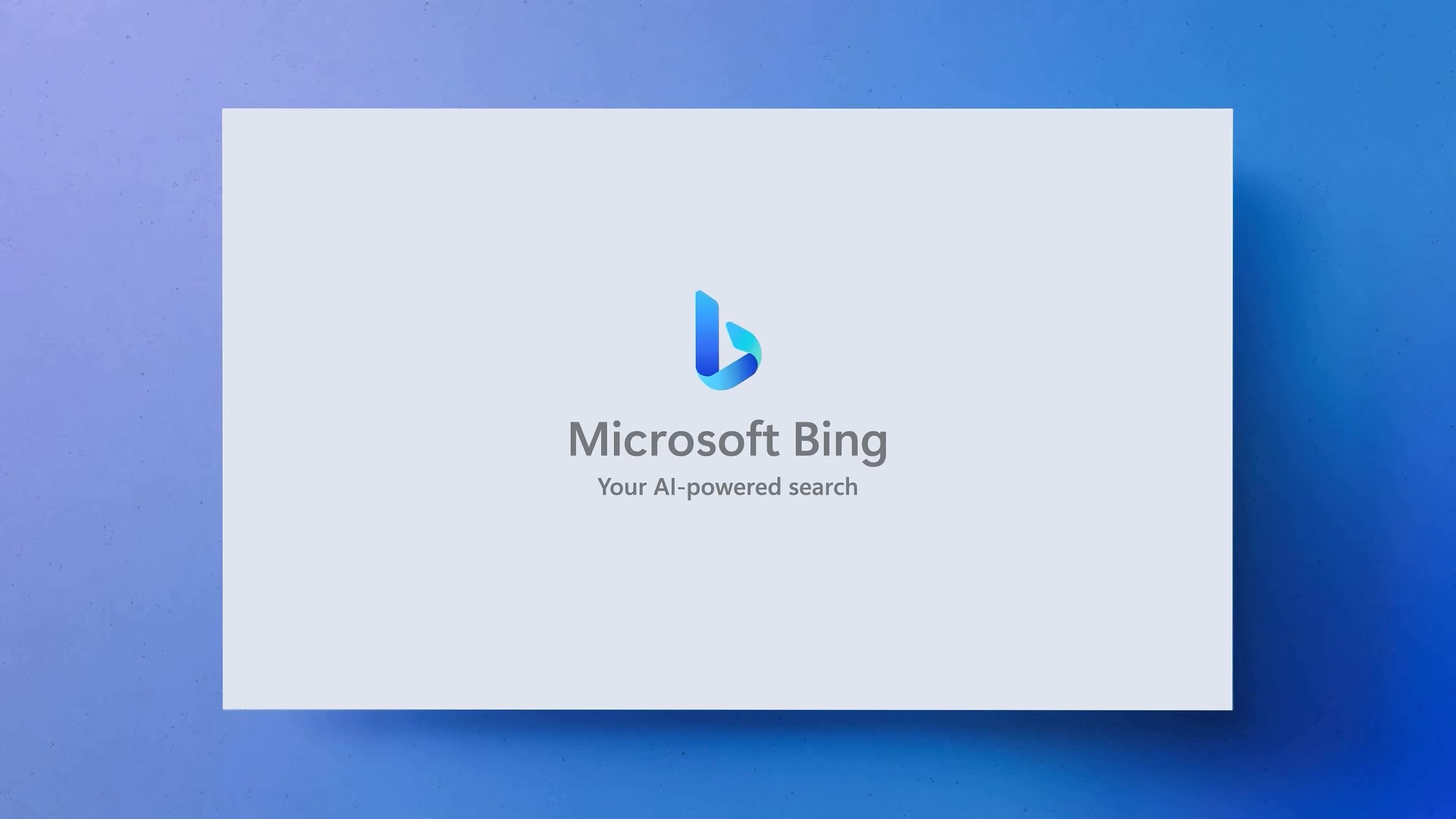 Microsoft Bing logo with the tagline 'Your AI-powered search' on a blue gradient background.